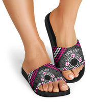 Personalised Aotearoa Niho Taniwha Motif Slide Sandals Pink Style LT9 - Polynesian Pride