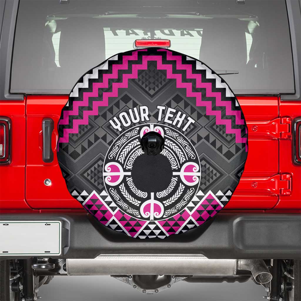 Personalised Aotearoa Niho Taniwha Motif Spare Tire Cover Pink Style LT9 - Polynesian Pride