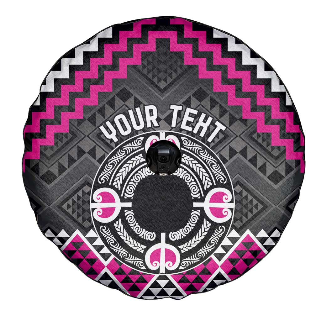 Personalised Aotearoa Niho Taniwha Motif Spare Tire Cover Pink Style LT9 - Polynesian Pride