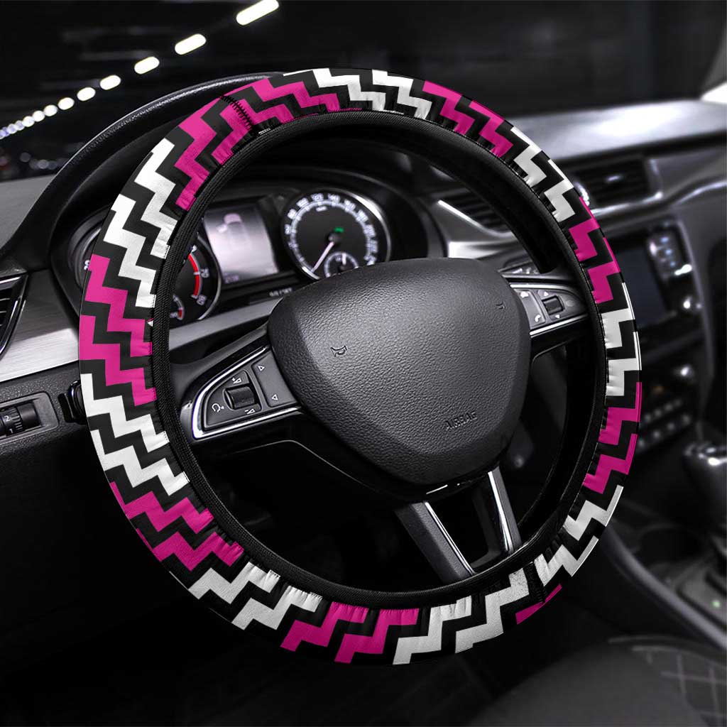 Aotearoa Niho Taniwha Motif Steering Wheel Cover Pink Style