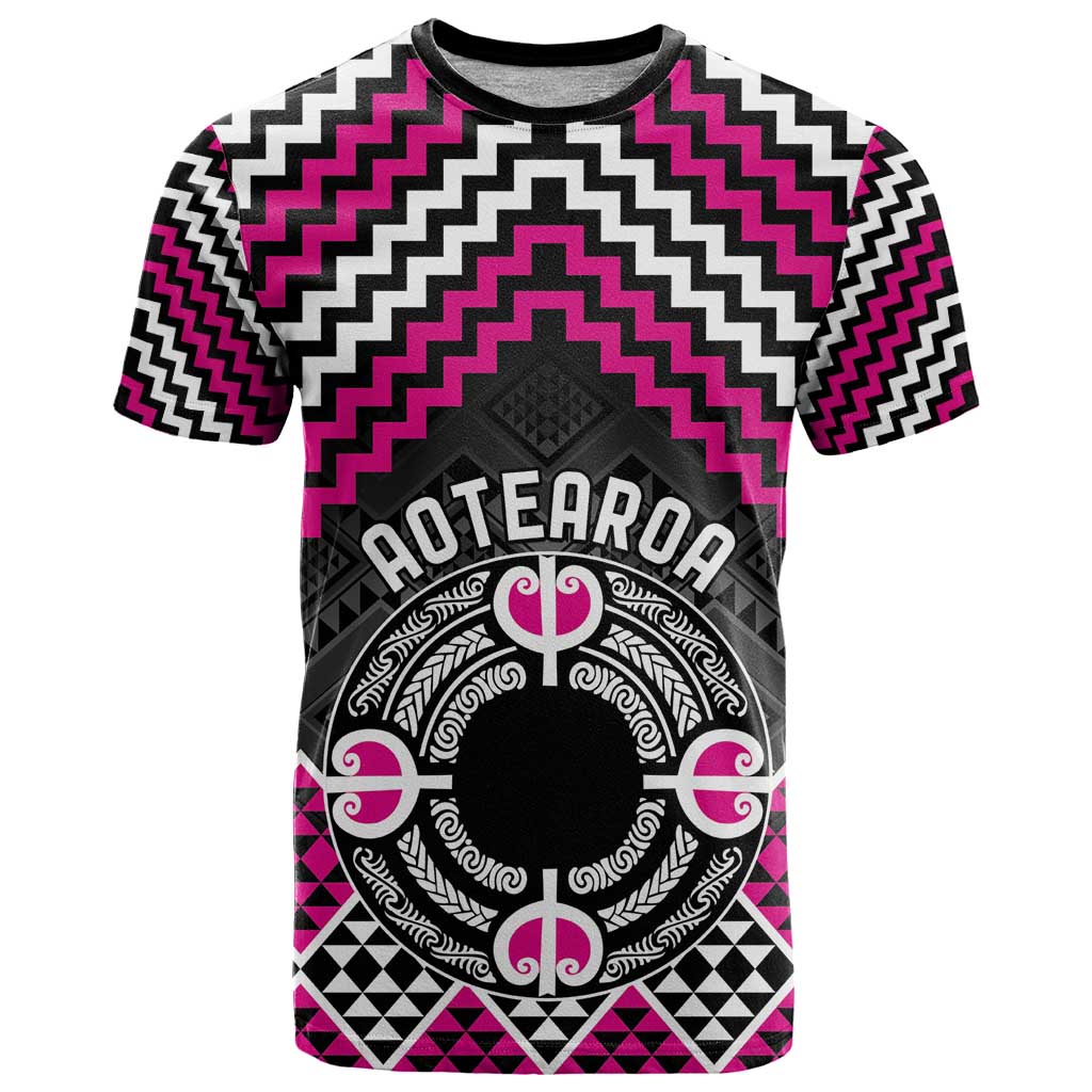 Personalised Aotearoa Niho Taniwha Motif T Shirt Pink Style LT9 Pink - Polynesian Pride