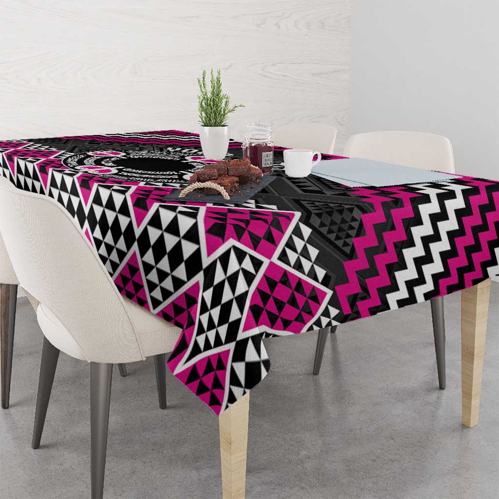 Personalised Aotearoa Niho Taniwha Motif Tablecloth Pink Style LT9 - Polynesian Pride