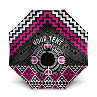 Personalised Aotearoa Niho Taniwha Motif Umbrella Pink Style LT9 One Size Folded 11.42 inch Opened Diameter 37.4 inch Pink - Polynesian Pride