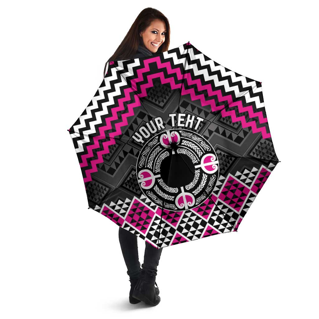 Personalised Aotearoa Niho Taniwha Motif Umbrella Pink Style LT9 - Polynesian Pride