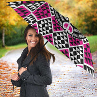 Personalised Aotearoa Niho Taniwha Motif Umbrella Pink Style LT9 - Polynesian Pride