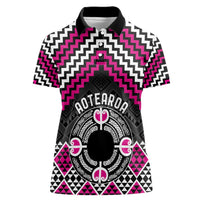 Personalised Aotearoa Niho Taniwha Motif Women Polo Shirt Pink Style LT9 Female Pink - Polynesian Pride