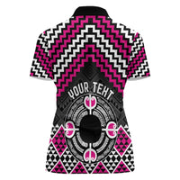 Personalised Aotearoa Niho Taniwha Motif Women Polo Shirt Pink Style LT9 - Polynesian Pride