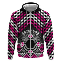 Personalised Aotearoa Niho Taniwha Motif Zip Hoodie Pink Style LT9 Zip Hoodie Pink - Polynesian Pride