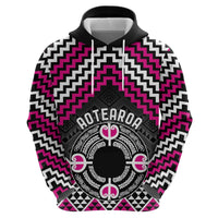 Personalised Aotearoa Niho Taniwha Motif Zip Hoodie Pink Style LT9 - Polynesian Pride