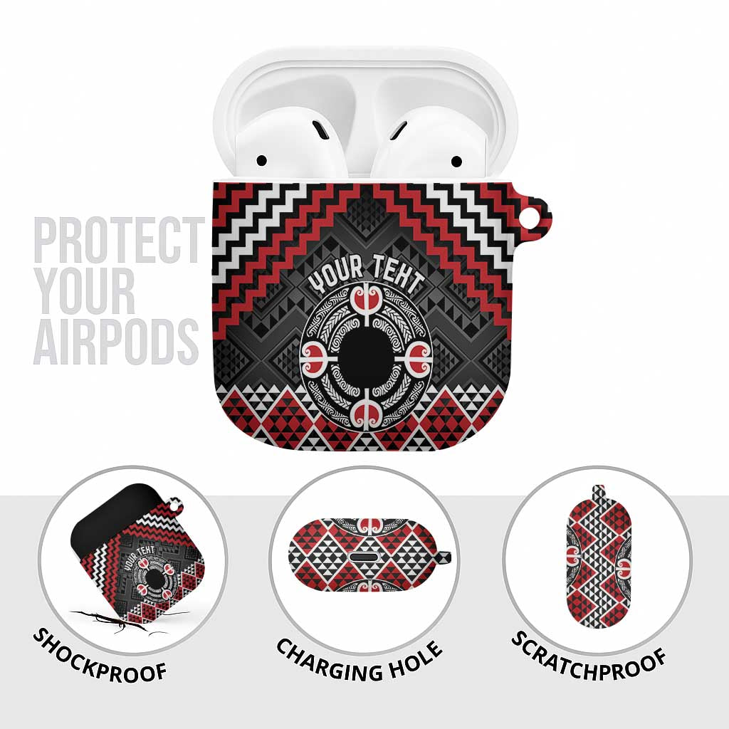 Personalised Aotearoa Niho Taniwha Motif AirPods Case Red Style LT9 - Polynesian Pride