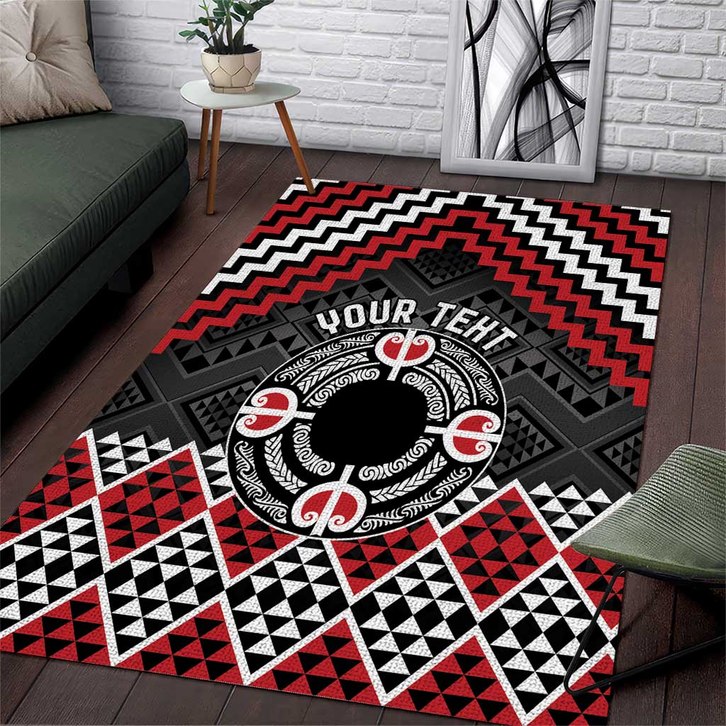 Personalised Aotearoa Niho Taniwha Motif Area Rug Red Style LT9 Red - Polynesian Pride