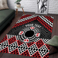 Personalised Aotearoa Niho Taniwha Motif Area Rug Red Style LT9 Red - Polynesian Pride