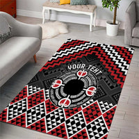 Personalised Aotearoa Niho Taniwha Motif Area Rug Red Style LT9 - Polynesian Pride