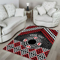 Personalised Aotearoa Niho Taniwha Motif Area Rug Red Style LT9 - Polynesian Pride