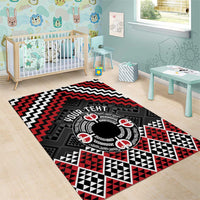 Personalised Aotearoa Niho Taniwha Motif Area Rug Red Style LT9 - Polynesian Pride
