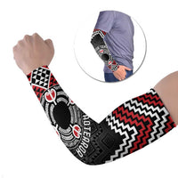 Personalised Aotearoa Niho Taniwha Motif Arm Sleeves Red Style LT9 Set of 2 Red - Polynesian Pride