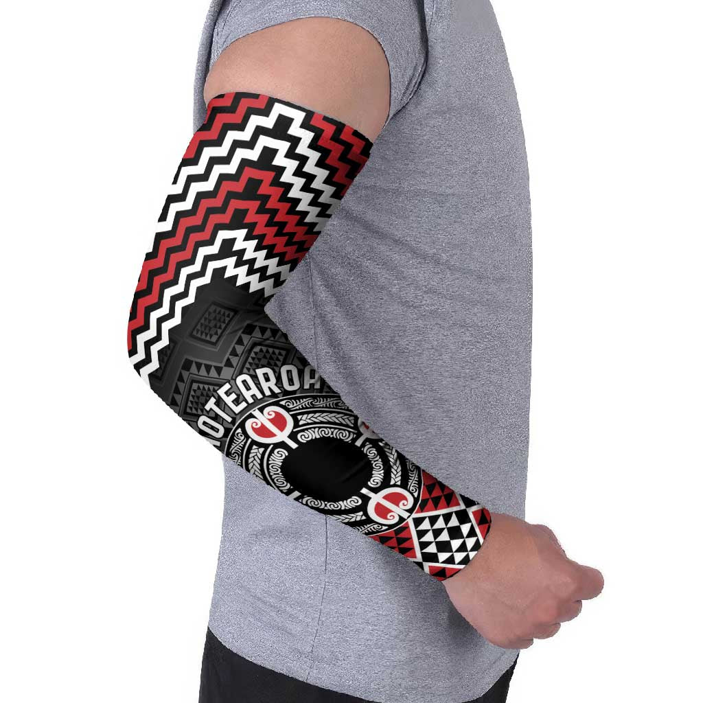 Personalised Aotearoa Niho Taniwha Motif Arm Sleeves Red Style LT9 - Polynesian Pride