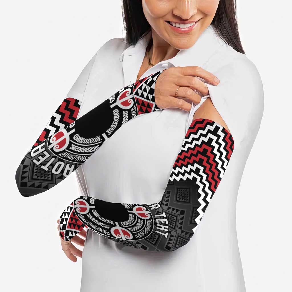 Personalised Aotearoa Niho Taniwha Motif Arm Sleeves Red Style LT9 - Polynesian Pride