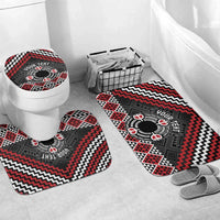 Personalised Aotearoa Niho Taniwha Motif Bathroom Set Red Style LT9 Mat Set Only (3 pcs) One Size Red - Polynesian Pride