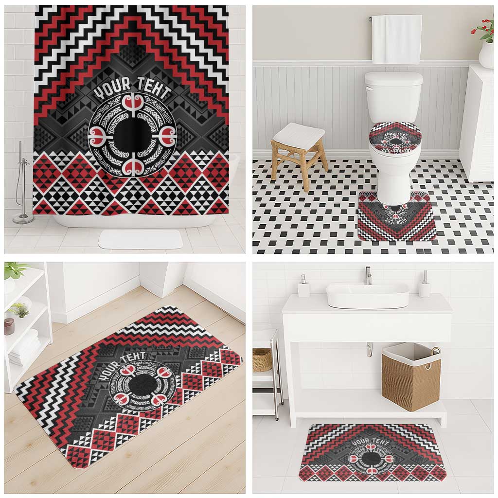 Personalised Aotearoa Niho Taniwha Motif Bathroom Set Red Style LT9 - Polynesian Pride
