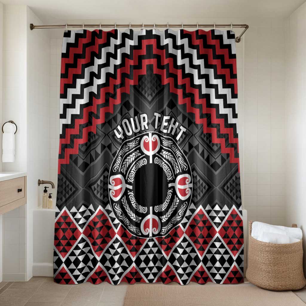 Personalised Aotearoa Niho Taniwha Motif Bathroom Set Red Style LT9 Shower Curtain Only Red - Polynesian Pride