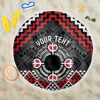 Personalised Aotearoa Niho Taniwha Motif Beach Blanket Red Style LT9 One Size 150cm Red - Polynesian Pride