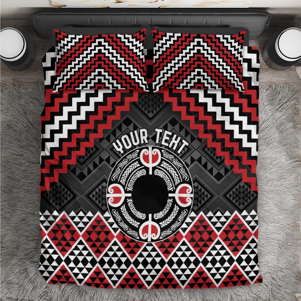Personalised Aotearoa Niho Taniwha Motif Bedding Set Red Style LT9 Red - Polynesian Pride