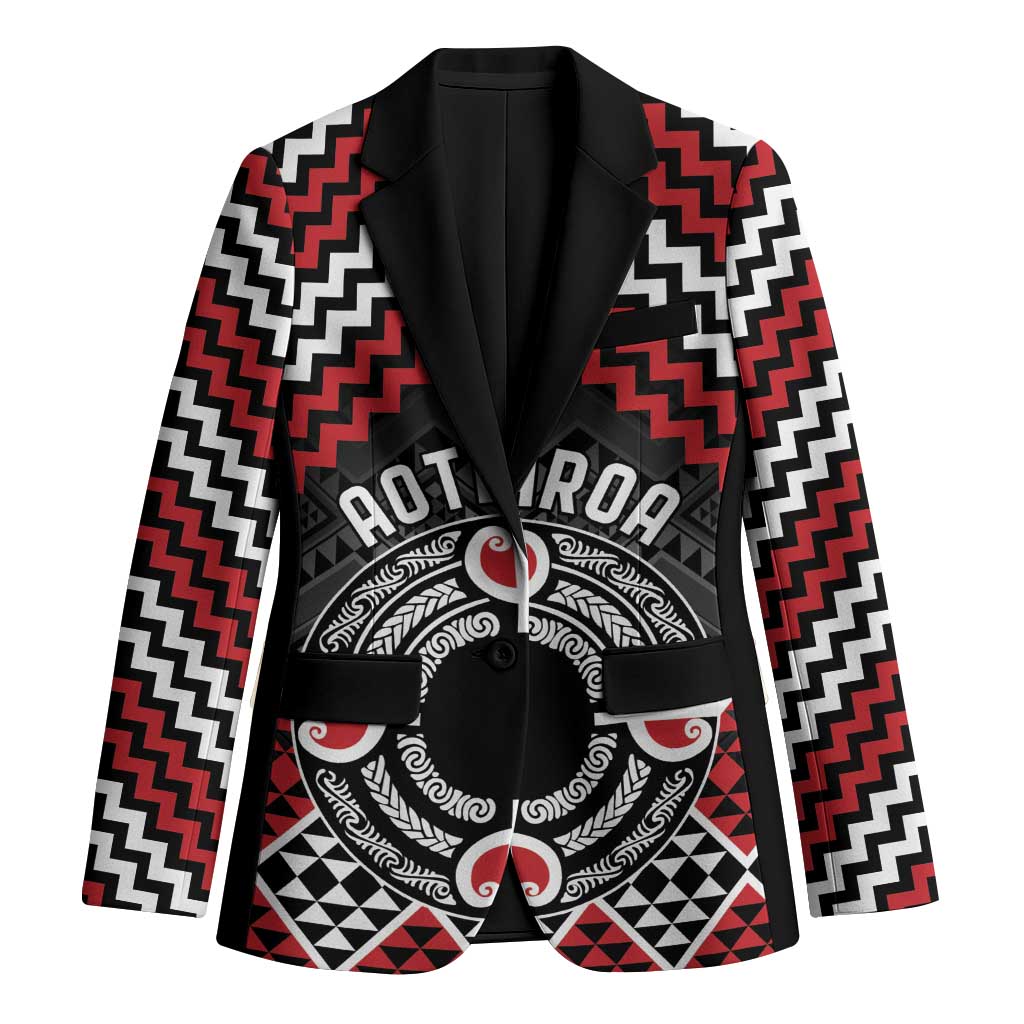 Personalised Aotearoa Niho Taniwha Motif Blazer Red Style LT9 Unisex Red - Polynesian Pride