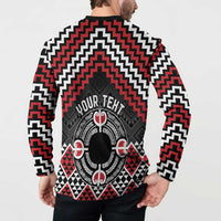 Personalised Aotearoa Niho Taniwha Motif Button Sweatshirt Red Style LT9 - Polynesian Pride