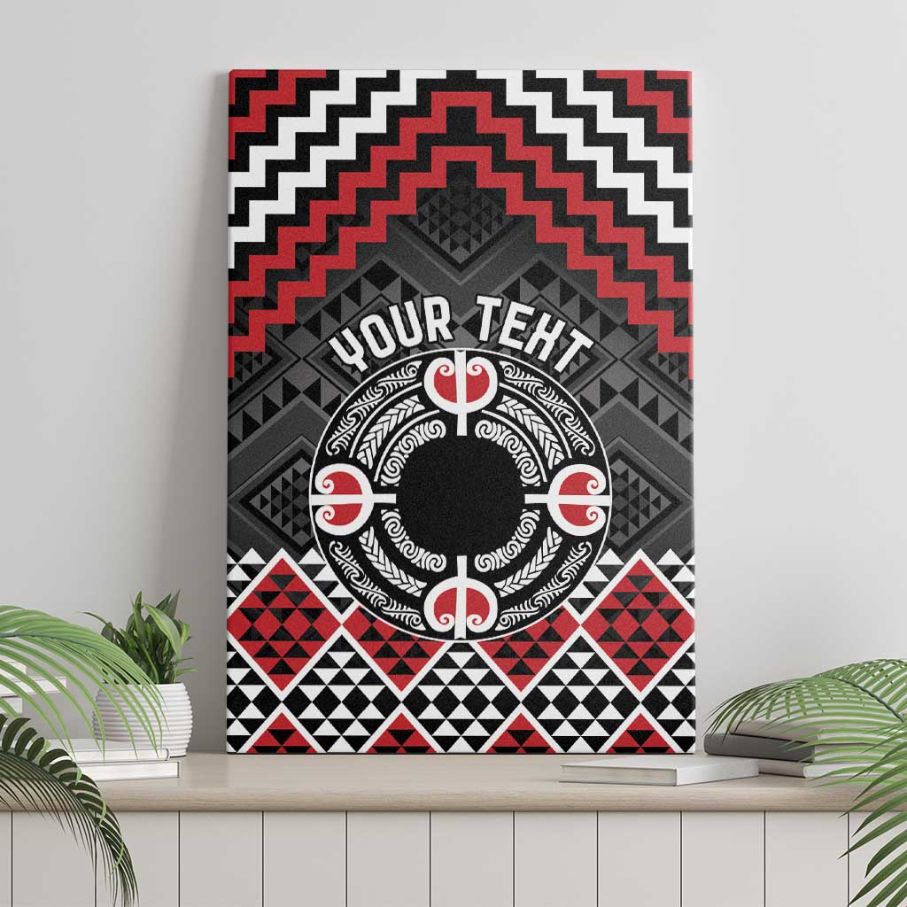 Personalised Aotearoa Niho Taniwha Motif Canvas Wall Art Red Style LT9 - Polynesian Pride