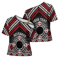 Personalised Aotearoa Niho Taniwha Motif Cross Shoulder Shirt Red Style LT9 - Polynesian Pride