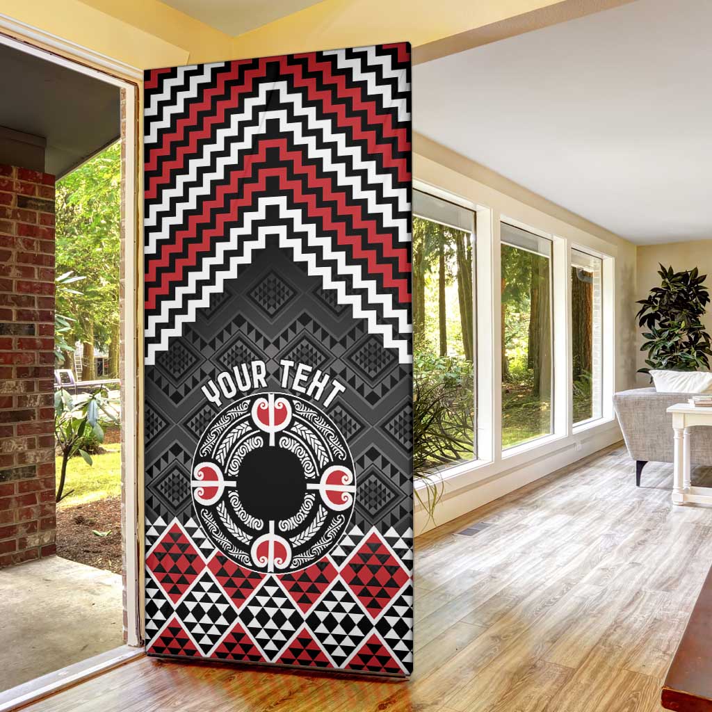 Personalised Aotearoa Niho Taniwha Motif Door Cover Red Style LT9 - Polynesian Pride