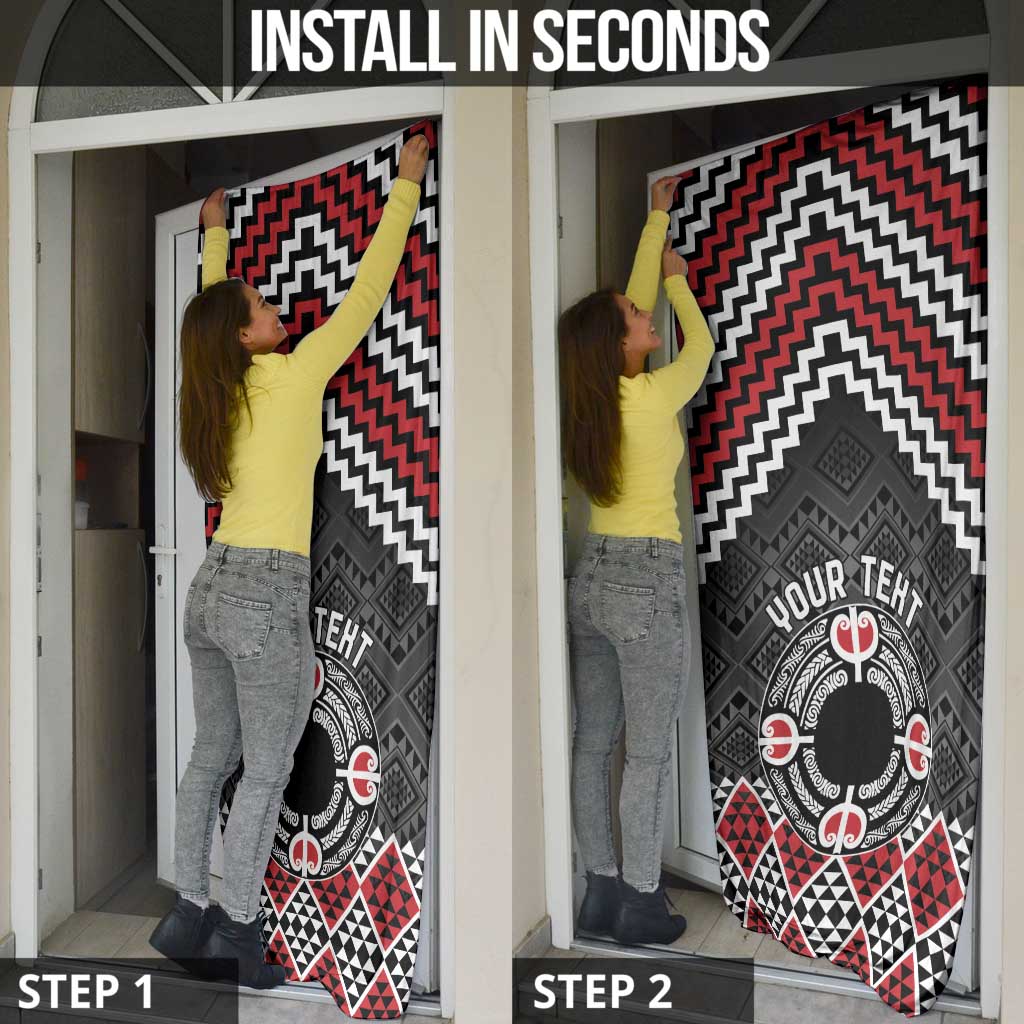 Personalised Aotearoa Niho Taniwha Motif Door Cover Red Style LT9 - Polynesian Pride
