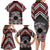 Personalised Aotearoa Niho Taniwha Motif Family Matching Long Sleeve Bodycon Dress and Hawaiian Shirt Red Style