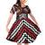 Personalised Aotearoa Niho Taniwha Motif Family Matching Off Shoulder Short Dress and Hawaiian Shirt Red Style