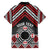 Personalised Aotearoa Niho Taniwha Motif Family Matching Off Shoulder Short Dress and Hawaiian Shirt Red Style