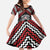 Personalised Aotearoa Niho Taniwha Motif Family Matching Short Sleeve Bodycon Dress and Hawaiian Shirt Red Style