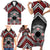 Personalised Aotearoa Niho Taniwha Motif Family Matching Short Sleeve Bodycon Dress and Hawaiian Shirt Red Style