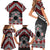 Personalised Aotearoa Niho Taniwha Motif Family Matching Short Sleeve Bodycon Dress and Hawaiian Shirt Red Style