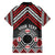 Personalised Aotearoa Niho Taniwha Motif Family Matching Short Sleeve Bodycon Dress and Hawaiian Shirt Red Style