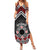 Personalised Aotearoa Niho Taniwha Motif Family Matching Summer Maxi Dress and Hawaiian Shirt Red Style