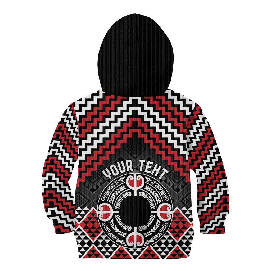 Personalised Aotearoa Niho Taniwha Motif Kid Hoodie Red Style LT9 - Polynesian Pride