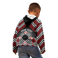 Personalised Aotearoa Niho Taniwha Motif Kid Hoodie Red Style LT9 - Polynesian Pride