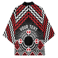 Personalised Aotearoa Niho Taniwha Motif Kimono Red Style LT9 - Polynesian Pride