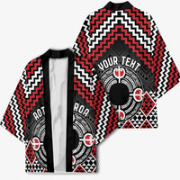 Personalised Aotearoa Niho Taniwha Motif Kimono Red Style LT9 - Polynesian Pride