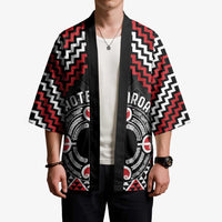 Personalised Aotearoa Niho Taniwha Motif Kimono Red Style LT9 - Polynesian Pride
