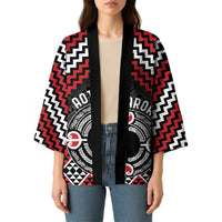 Personalised Aotearoa Niho Taniwha Motif Kimono Red Style LT9 - Polynesian Pride