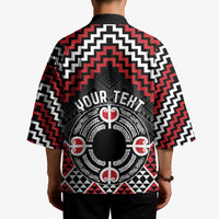Personalised Aotearoa Niho Taniwha Motif Kimono Red Style LT9 - Polynesian Pride