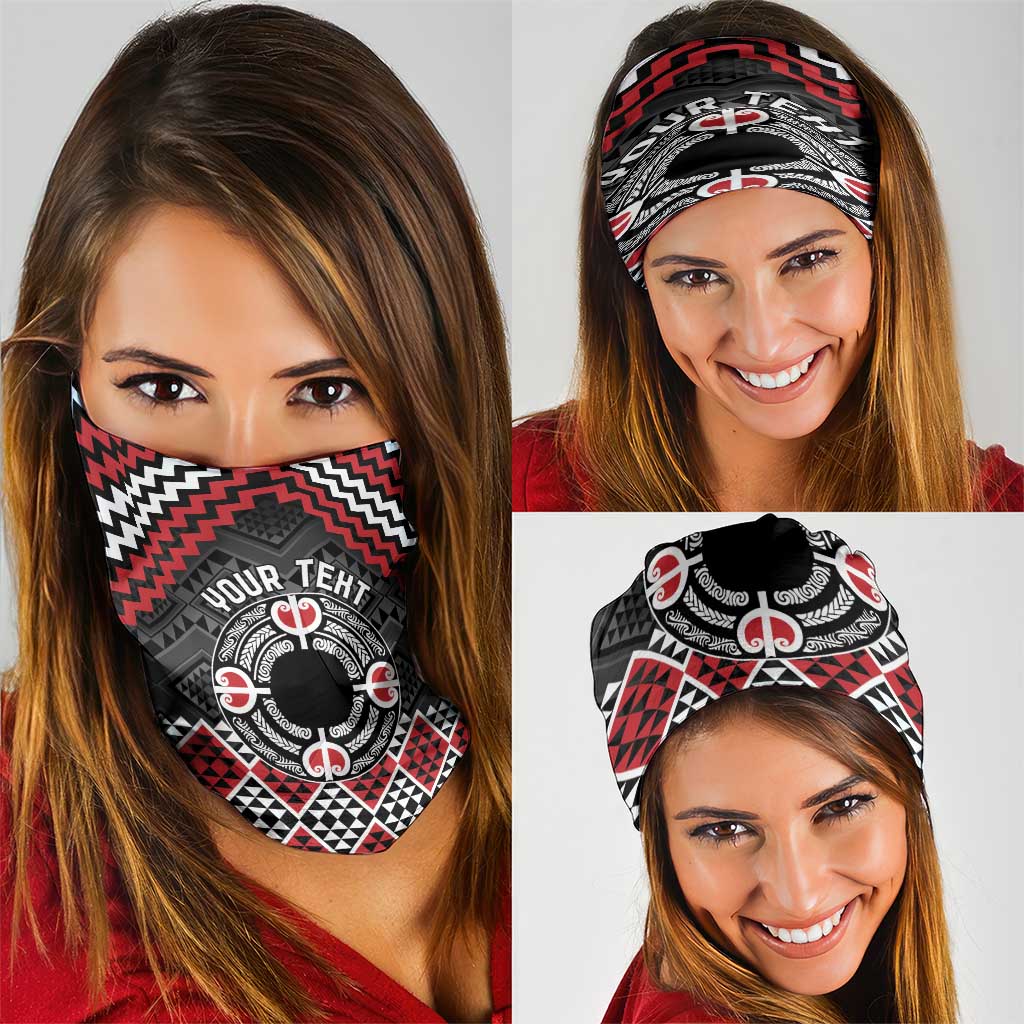 Personalised Aotearoa Niho Taniwha Motif Neck Gaiter Red Style LT9 - Polynesian Pride
