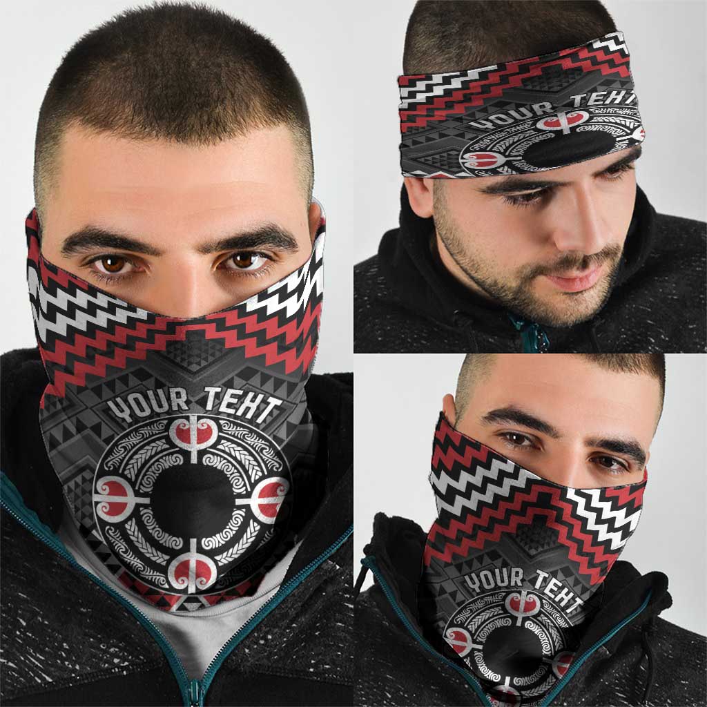 Personalised Aotearoa Niho Taniwha Motif Neck Gaiter Red Style LT9 - Polynesian Pride